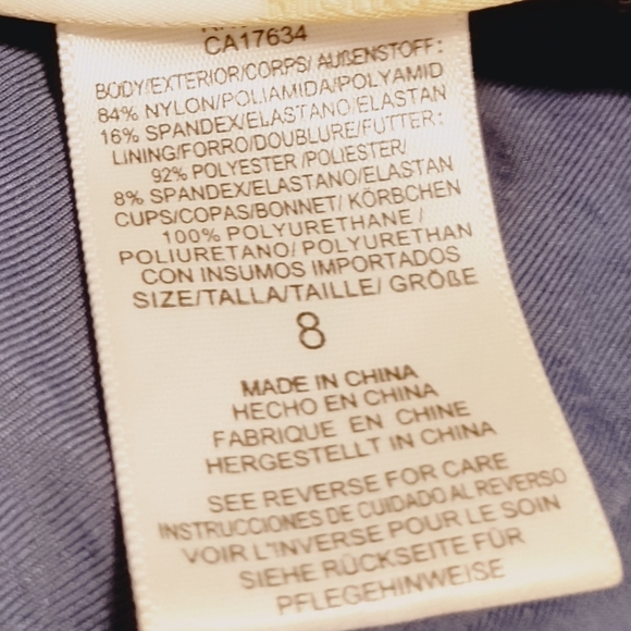 Michael Kors navy blue ruched bandeau one-piece swimsuit.  - Picture 5 of 8